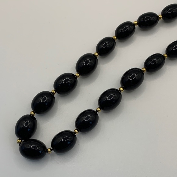 Monet Jewelry - Monet Retro-Styled Black and Gold-tone Beaded Necklace